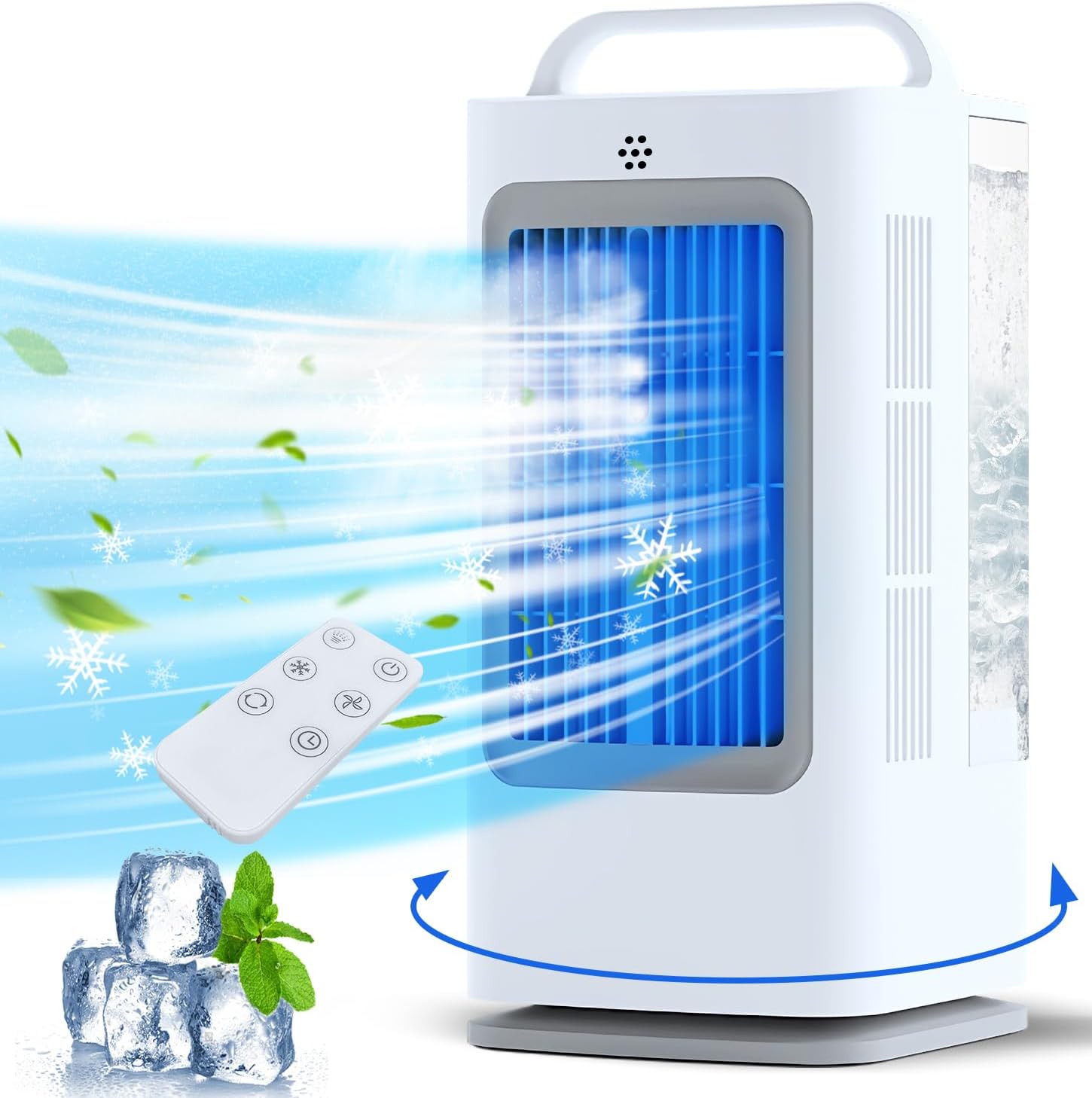 Portable Air Conditioners, 1700ml Evaporative Air Cooler with Remote, 120° Oscillating Mini Air Conditioner Portable with 3 Speeds & 1-7H Timer, Portable AC Unit for Bedroom Room Office Desk F01 Off White