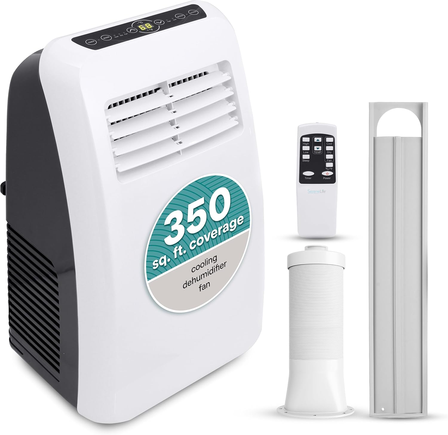 3-in-1 Portable Air Conditioner with Built-in Dehumidifier Function,Fan Mode, Remote Control, Complete Window Mount Exhaust Kit 8,000 BTU