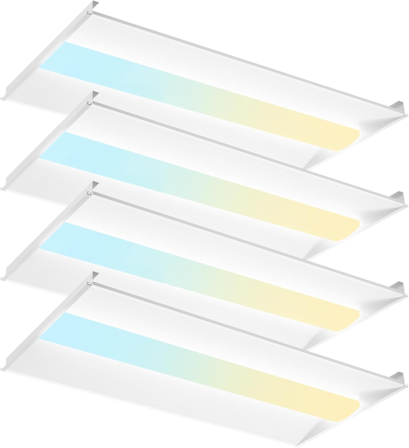 4 Pack 2x4 LED Troffer Panel Light with 3000K/3500K/4000K/5000K 4CCT Selectable, 7000LM, 50W/40W/35W/30W/25W Adjustable, 0-10V Dimmable LED Flat Panel Troffer Light for Drop Ceiling, ETL/DLC 4 Pack - 2x4