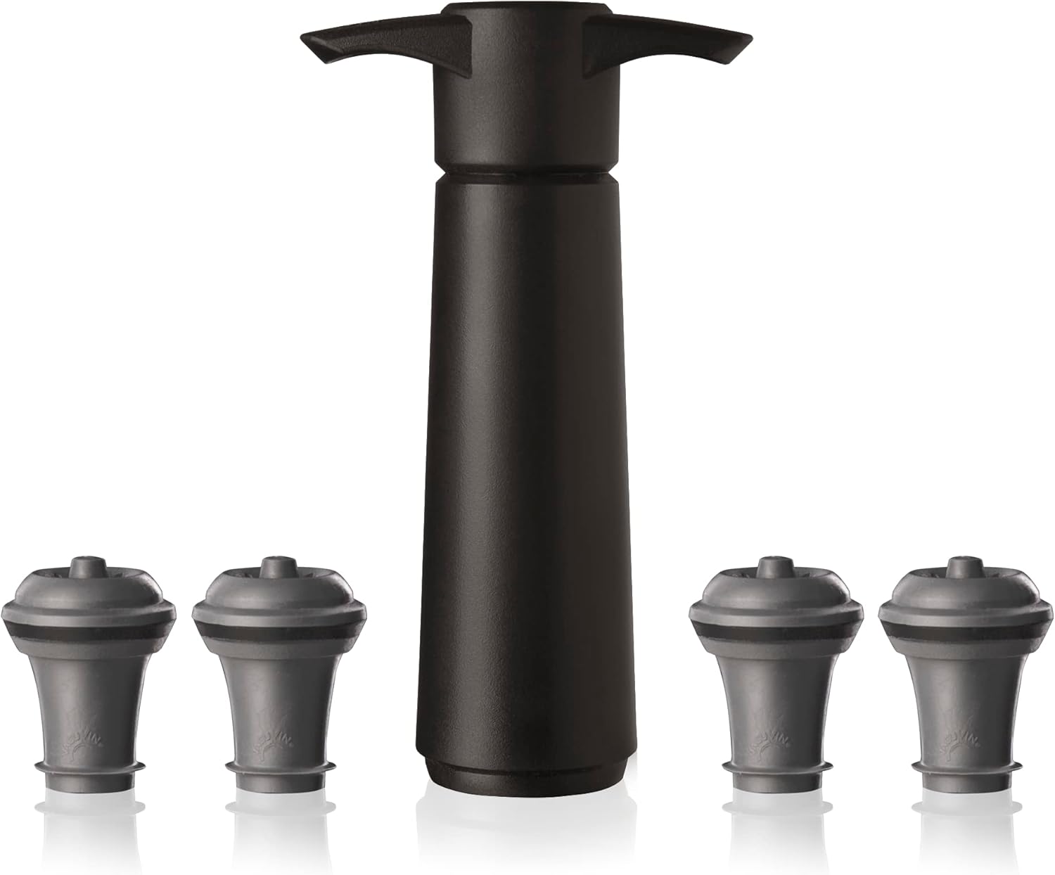 Original Wine Saver with 4 Vacuum Bottle Stoppers – Black Wine Preserver Pump for Red or White Wine – Manual Air Remover System – Airtight Seal – Keep Wine Fresh Longer Black 4 Stoppers