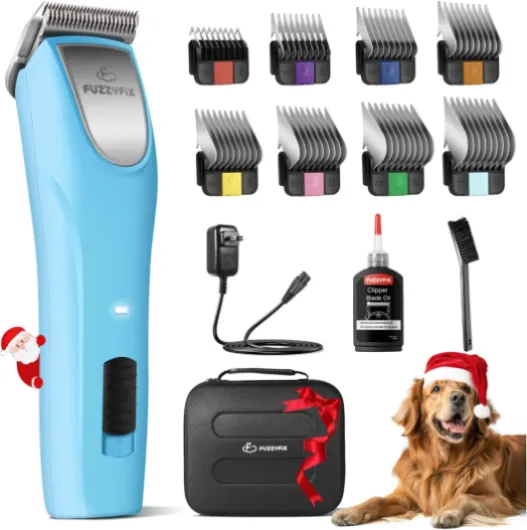 Professional Dog Clippers for Grooming - 2 Speed Pet Grooming Kit for Thick Curly Matted Coats - Low Noise Heavy Duty Cordless Hair Trimmer with Detachable Metal Blade for Animal/Pet/Horse Blue