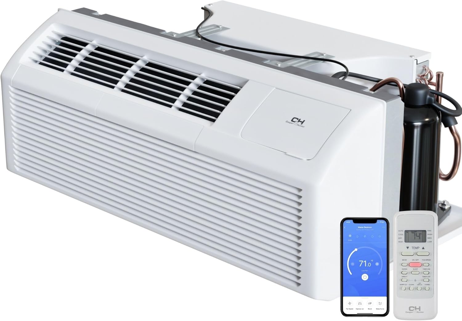 Cooper & Hunter 12,000 BTU PTAC Packaged Terminal Air Conditioner & Heat Pump – Built-In 3.5kW Electric Heater – Includes Wireless Smart Kit, Remote & Power Cord – R-32 Refrigerant 12000 BTU White