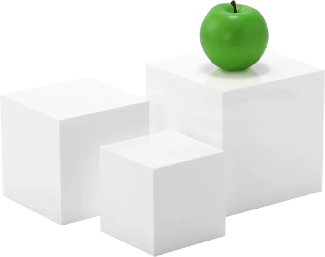Glossy White Acrylic Cubes Display Nesting Risers,for displays and photography,displaying jewelry, cosmetics, figures,for retail counter,exhibition, Set of 3(4",5",6" cubes) (Glossy White)