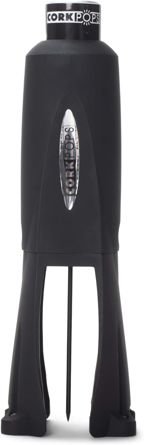 Legacy Wine Opener Built-in 4-Blade Foil Cutter Safe Cork Removal, Effortless Push Button Use, Needle Guard for Safety, Low-Pressure Cartridge Opens Up To 60 Bottles Black