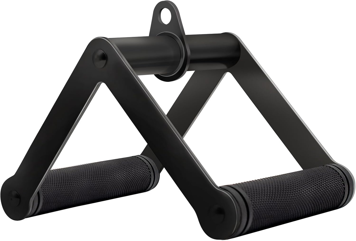 Double D Row Handle Cable Attachment for Weight Workout, Steel with Non-Slip Rubber Grip (Black) Black Double D Row Handle
