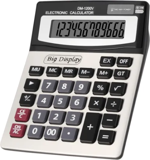 Desk Calculator, Extra Large 4in LCD Display, 12 Digits, Solar & Battery Dual Power, Calculators Desktop With Big Buttons, Auto Shut-off, Calculator for Office School Home Business Basic Black