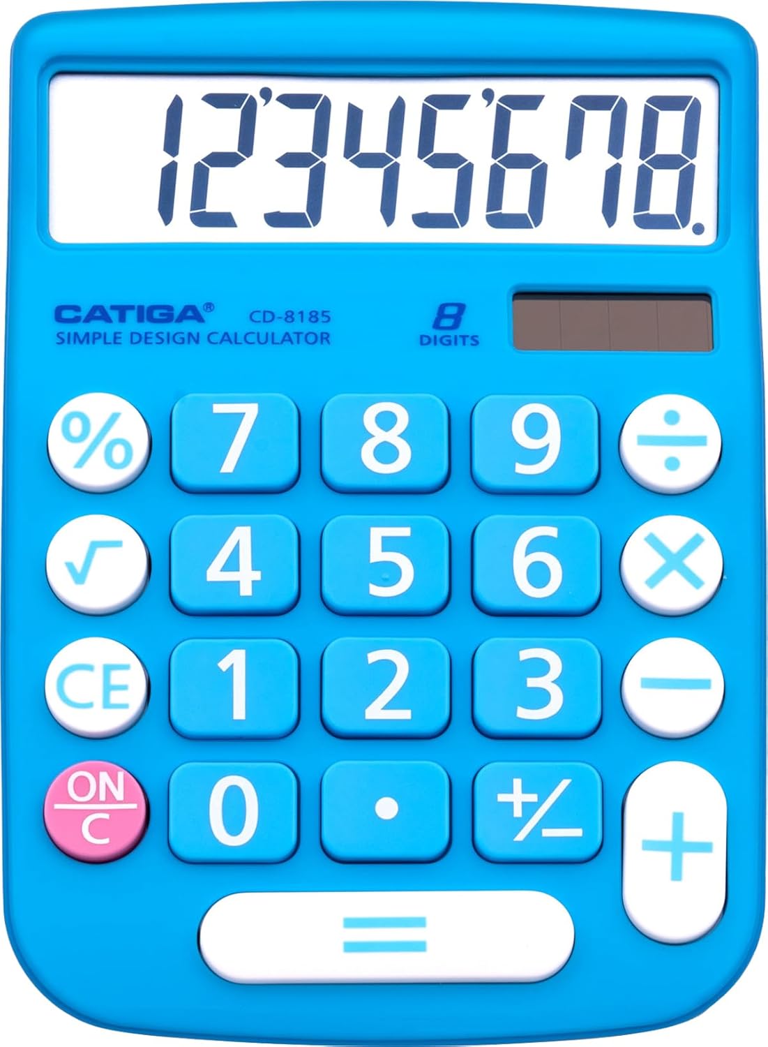 Desktop Calculator 8 Digit with Solar Power and LCD Display, Big Buttons, for Home, Office, School, Class and Business, 4 Function Small Basic Calculators for Desk, CD-8185 Blue