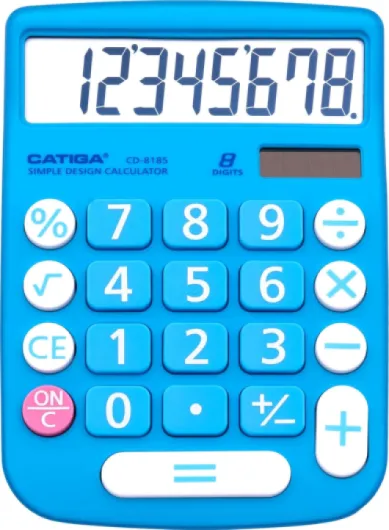 Desktop Calculator 8 Digit with Solar Power and LCD Display, Big Buttons, for Home, Office, School, Class and Business, 4 Function Small Basic Calculators for Desk, CD-8185 Blue