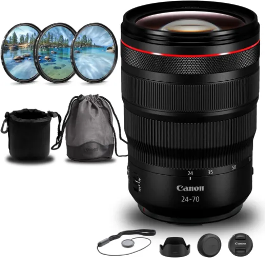 Canon RF 24-70mm f/2.8L is USM Lens (3680C002) + Filter Kit + Lens Pouch + Cap Keeper + More (Renewed)