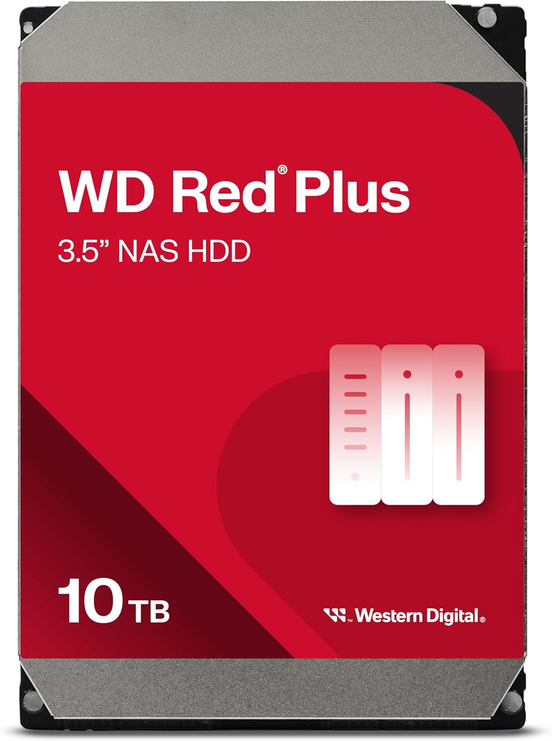 10TB WD Red Plus NAS Internal Hard Drive HDD - 7200 RPM, SATA 6 GB/s, CMR, 512 MB Cache, 3.5" - WD100EFGX
