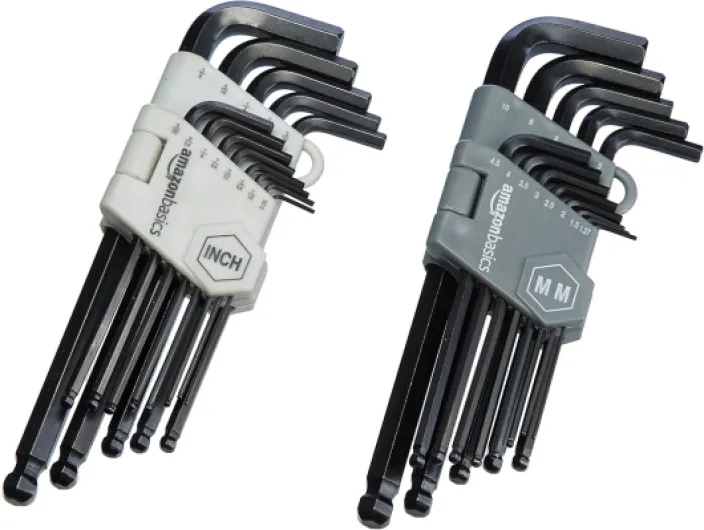 Hex Key Allen Wrench, Long Arm, Metric and Standard Sizes, 26-Piece
