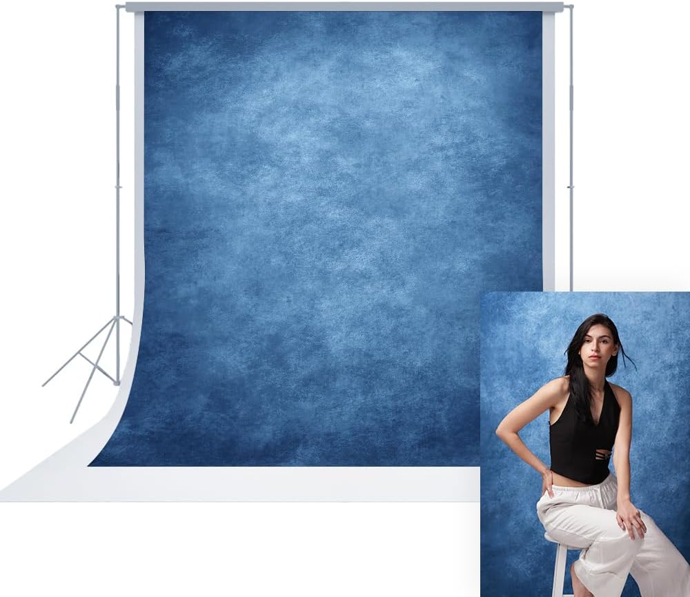 6×8 ft Blue Fabric Photo Backdrops, Abstract Texture Backdrop for Headshots and Portraits, Photography Background for Studio and Vedio - 6x8 ft Abstract Blue