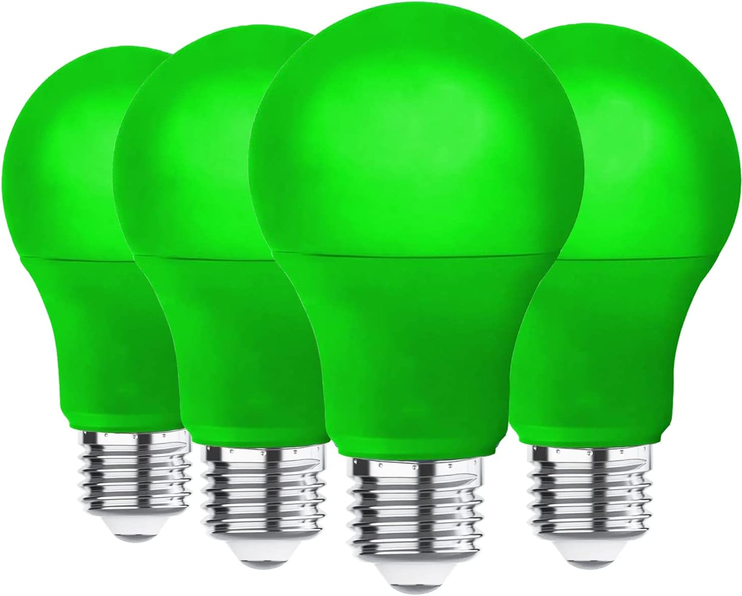 4 Pack LED Green Light Bulbs - A19 9Watts with E26 Base 60w Equivalent LED Green Bulb for Wedding Halloween Christmas Party Bar Decor, Porch, Home/Holiday Lighting, Decorative Illumination Bulbs