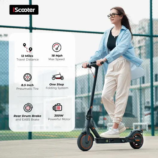 Electric Scooter Adults & Big Kids, 23/18/12 Miles Long Range,22/19/18 Mph Top Speed, Commuting Electric Scooter with Cruise Control, Double Braking Systems Escooter for Adults and Teens i8(18mph &12miles)