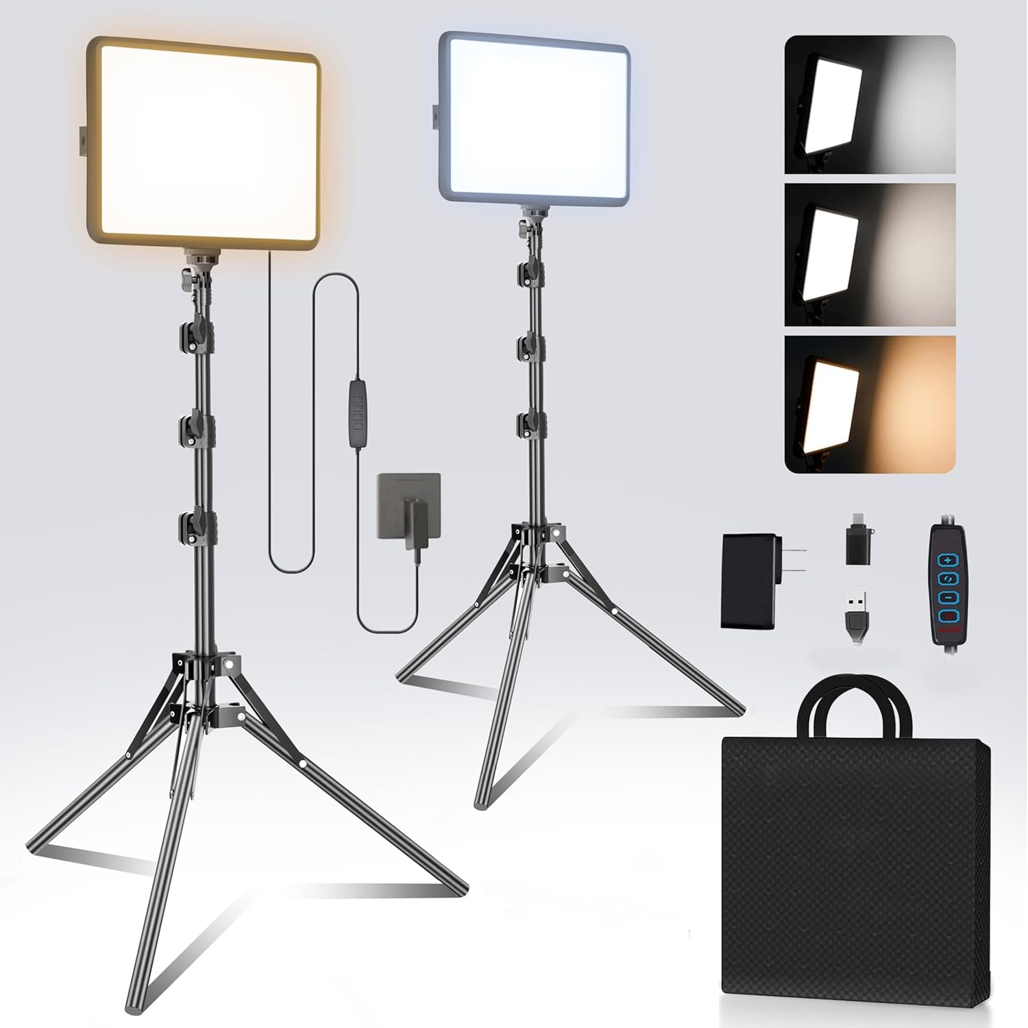 2-Pack LED Photography Lighting Kit, Arsoer 15W Bi-Color Video Light Kit, 2800-6500K LED Light CRI 97+, Studio Light with 70” Tripod Stand for Photography/YouTube/Video Recording/Content Creation