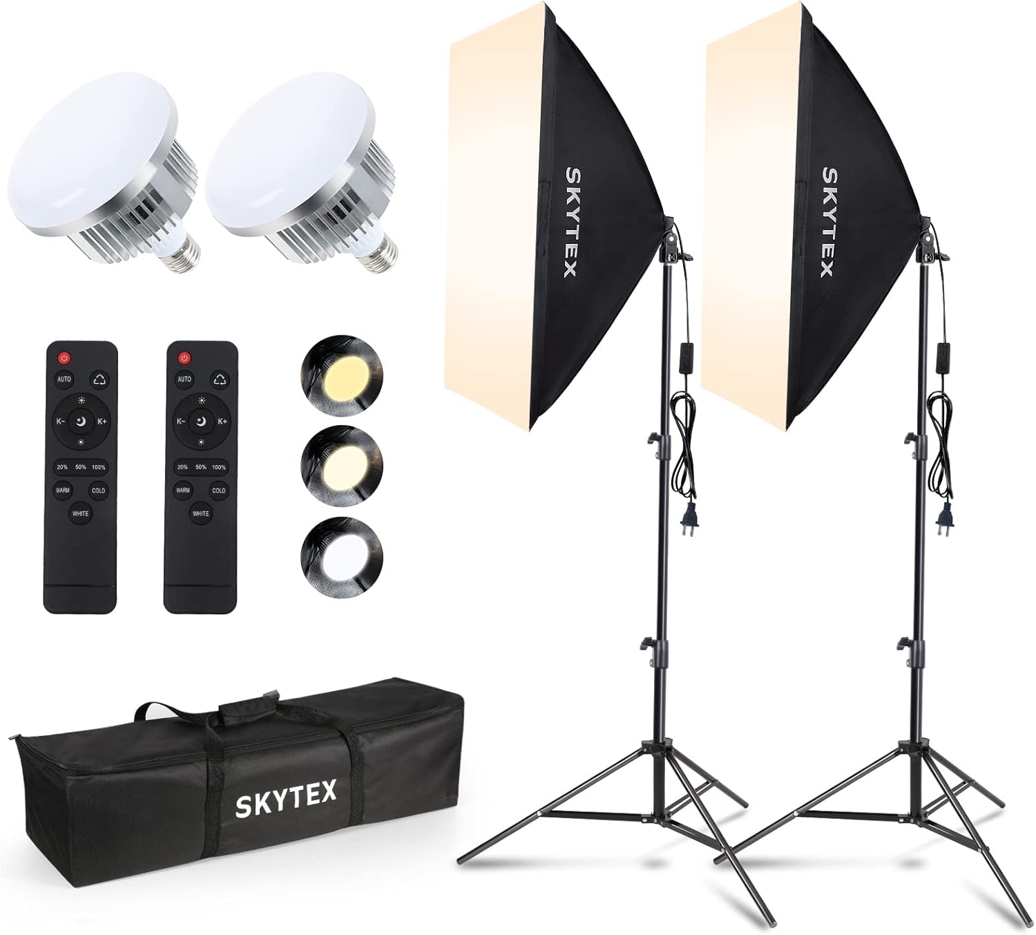 Softbox Lighting Kit(2Pack), 20x28in Soft Box - 85W 2700-6400K E27 LED Bulb Continuous Photography Lighting, Photo Studio Lights Equipment for Camera Shooting, Video Recording 2softbox