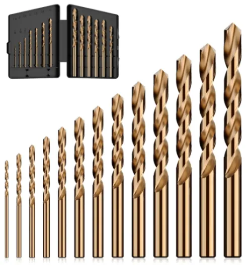 Cobalt Drill Bit Set, 13Pcs M35 High Speed Steel Jobber Length Drill Bit Kit for Hardened Metal, Stainless Steel, Cast Iron, Wood and Plastic, with Index Storage Case, 1/16"-1/4" 13pcs Cobalt Drill