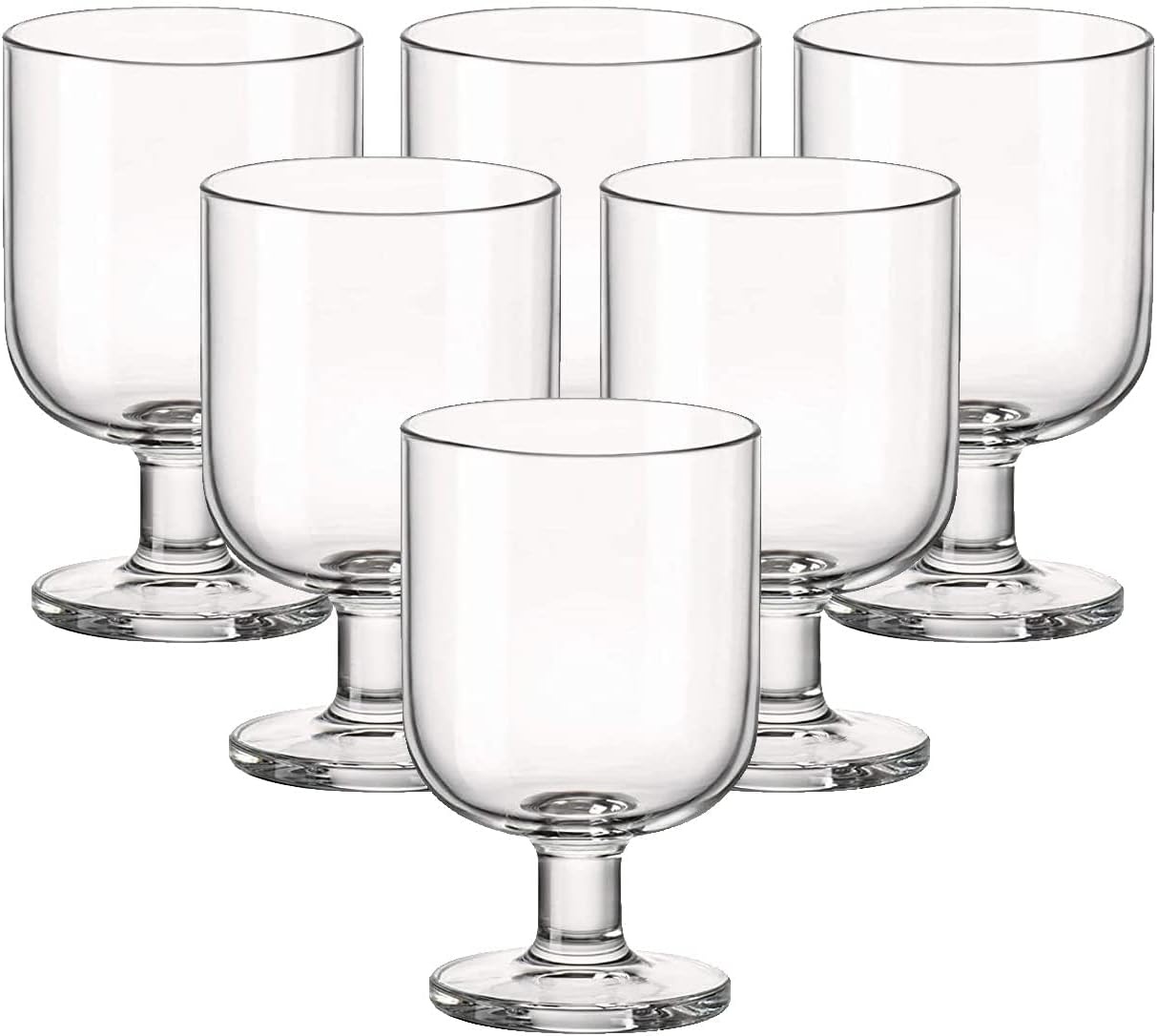 Hosteria Set Of 6 Stackable Wine Glasses, 5.5 Oz - Goblet, Clear Tempered Glass, Made In Italy - Clear 5.5 Oz.
