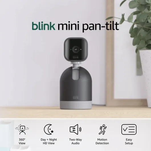 Mini Pan-Tilt Camera (newest model), Rotating indoor plug-in smart security camera, two-way audio, HD video, motion detection, Works with Alexa (Black) Black 1 Camera