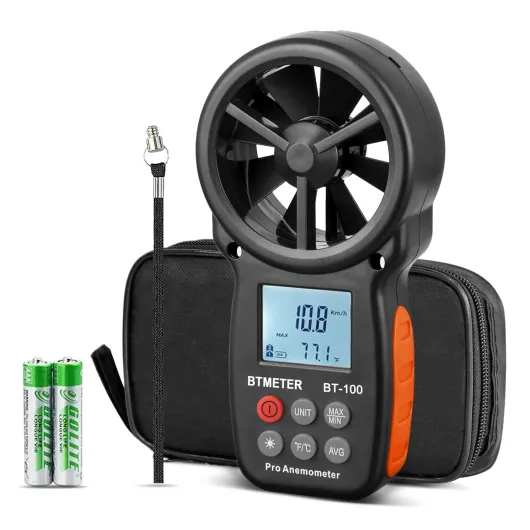 BT-100 Handheld Anemometer, Digital Wind Speed CFM Meter Gauge Air Flow Velocity Tester for HVAC Shooting Drone, Wind Chill, 14℉-113℉ Wind Temperature BT-100 Anemometer