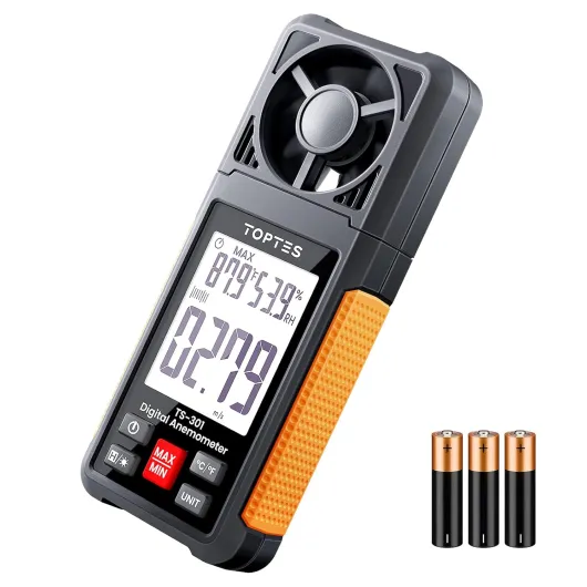 TS-301 Digital Anemometer, Wind Speed Meter with 2.26-inch Big Backlight LCD Screen, Air Flow Meter for Sailing Surfing Drone Flying RC Plane Golf Shooting HVAC Orange