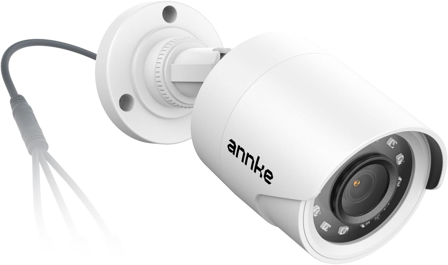 1080p Security Camera 4-in-1 CCTV Bullet Wired Cam, AHD/TVI/CVI/CVBS, Analog Surveillance Video Add–On Cams for Outdoor Use, 100ft Clear B & W Night Vision (Power Adapter BNC Cable Not Included) White