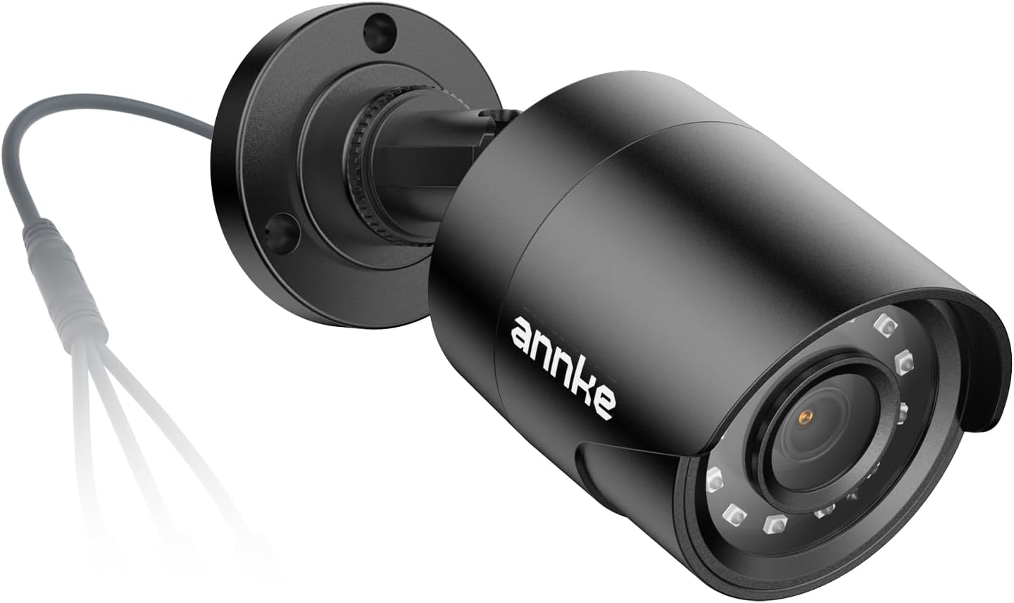 1080p Security Camera 4-in-1 CCTV Bullet Wired Cam, AHD/TVI/CVI/CVBS, Analog Surveillance Video Add-On Black Camera for Outdoor Use, 100ft Clear Night Vision (Power Adapter Not Included) - E200