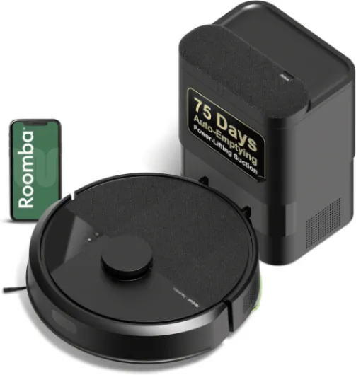 Roomba 105 Vac Robot Vacuum with AutoEmpty Dock - Self-Empties for 75 Days, Easy to use, Intense Power-Lifting Suction, LiDAR Navigation, Multi-Surface Cleaning, Cleans in Neat Rows Roomba 105 VAC AE