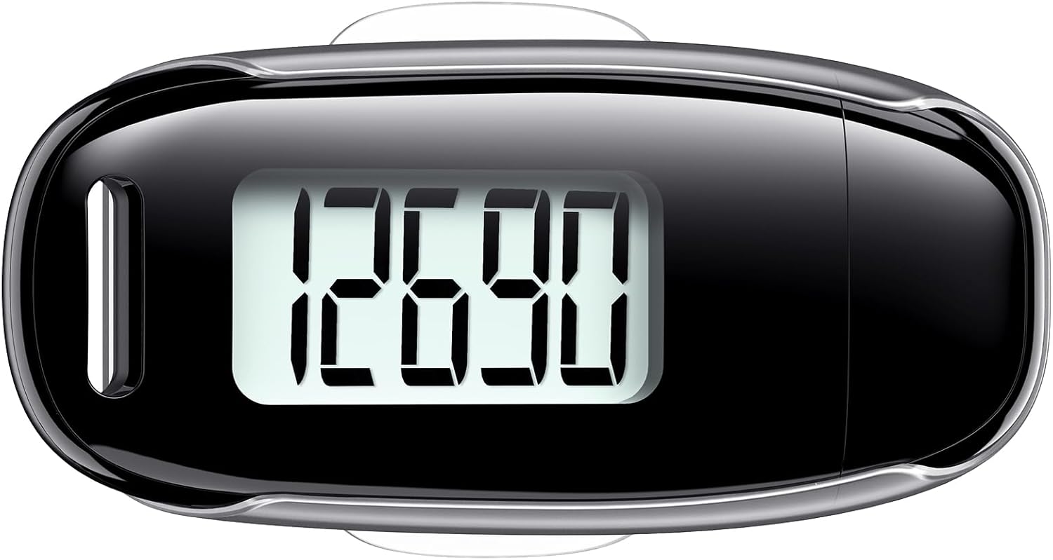 3D Pedometer for Walking, Simple Walking Step Counter with Removable Clip and Strap, USB Rechargeable Step Tracker with Backlight, Accurate Step Counter for Men Women Seniors Black