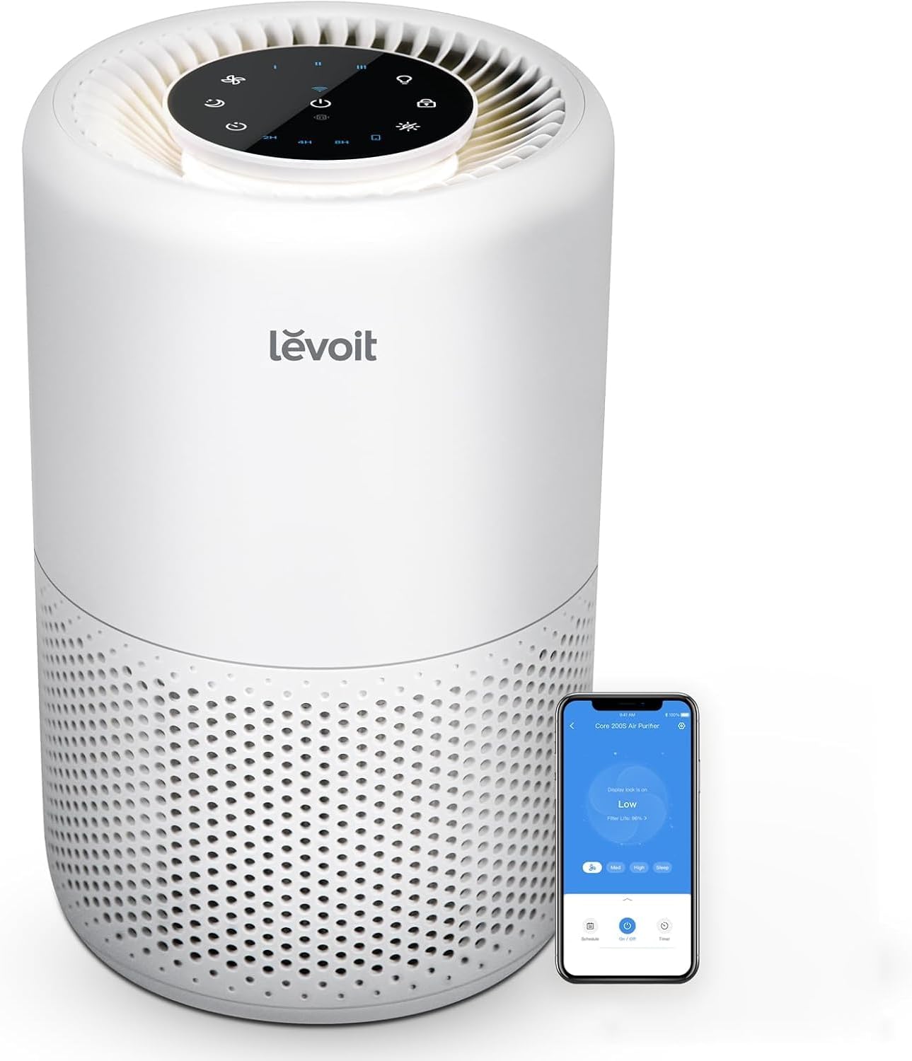 Air Purifier for Home Bedroom Dorm Room, Smart WiFi Alexa Control, AHAM VERIFIDE, 3-in-1 Filter with HEPA Sleep Mode for Allergens, Pollutants, Smoke, Dust, Core 200S-P, White White WIFI enabled Purifier