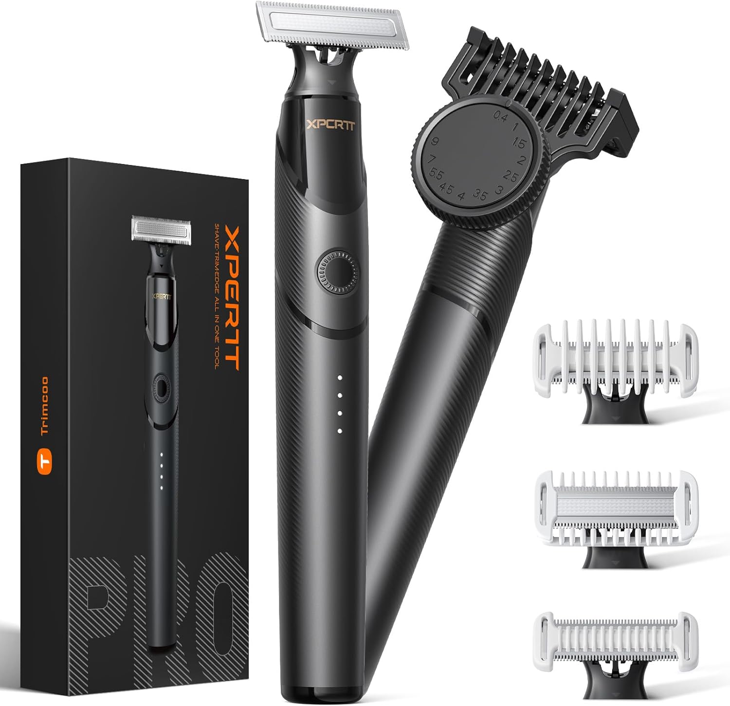 Men's Electic Beard Trimmer with 12-in-1 Rotating Combs - Professional Precision Styling,Magnetic Snap Blade, Wet/Dry Use, USB-C Fast Charge, Travel Friendly - Ideal for All Beard Styles