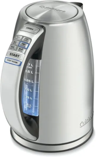 PerfecTemp 1.7-Liter Electric Kettle, Cordless Electric Tea Kettle, 1500W for Fast Heat-Up, 6 Preset Temperatures, 30-Minute Keep Warm, Stay Cool Nonslip Handle, CPK-17P1 Stainless Steel PerfecTemp