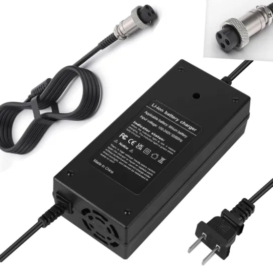 54.6V 2A (120W) 3 Prong Scooter Charger for Evercross H5/ Vsett 8, 8+, 9+(NOT for 9)/ JOYOR S5, G5, Y7-S/for KAABO Mantis 8, 8 Pro/Zero 8, 9 for 48V Lithium Li-ion Battery with 3 Holes Connector