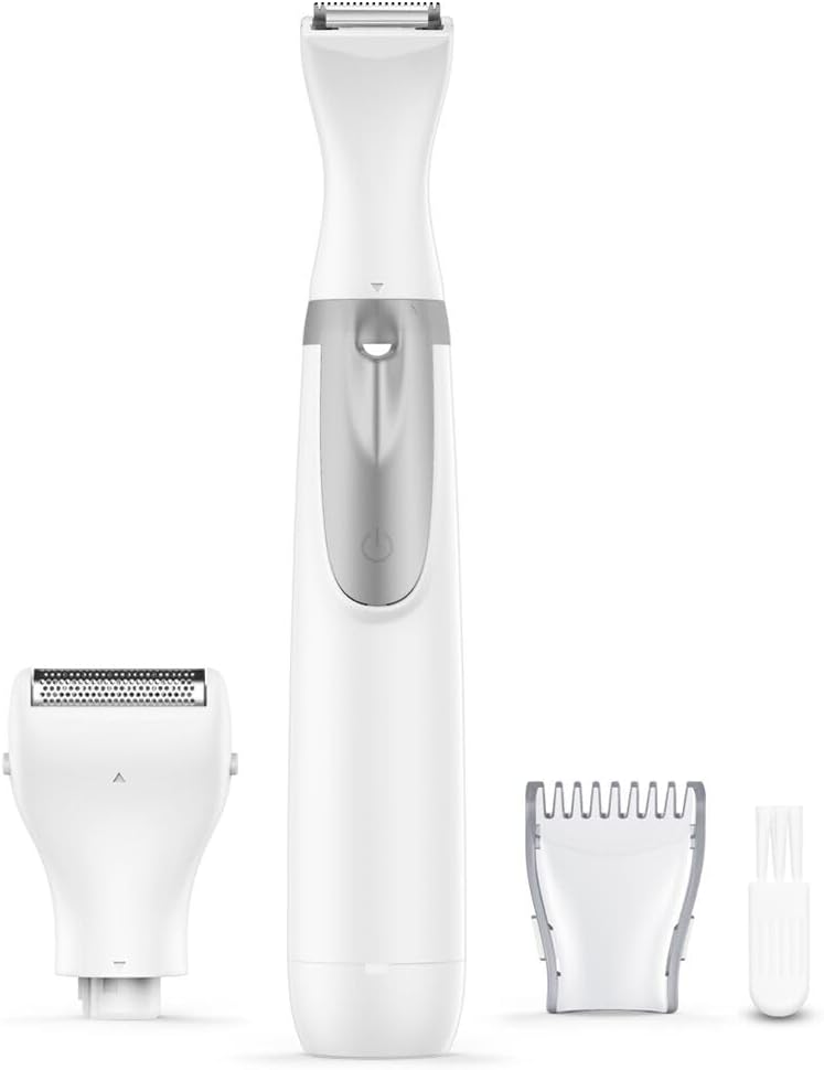 003脱毛US04 Bikini Trimmer, Funstant Electric Razor for Women with Comb, Cordless Safe Hair Trimmer Floating Foil for Dry Use, Battery Operated Personal Shaver for Lady Girl, Pubic Hair