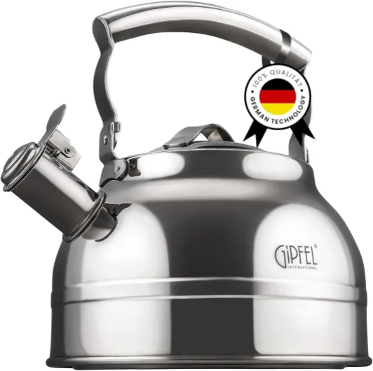 Whistling Tea Kettle Stovetop - Food Grade Stainless Steel Teapot for Stove Top with Ergonomic Handle for Gas, Induction, Electric Stovetops 2.3 Quart