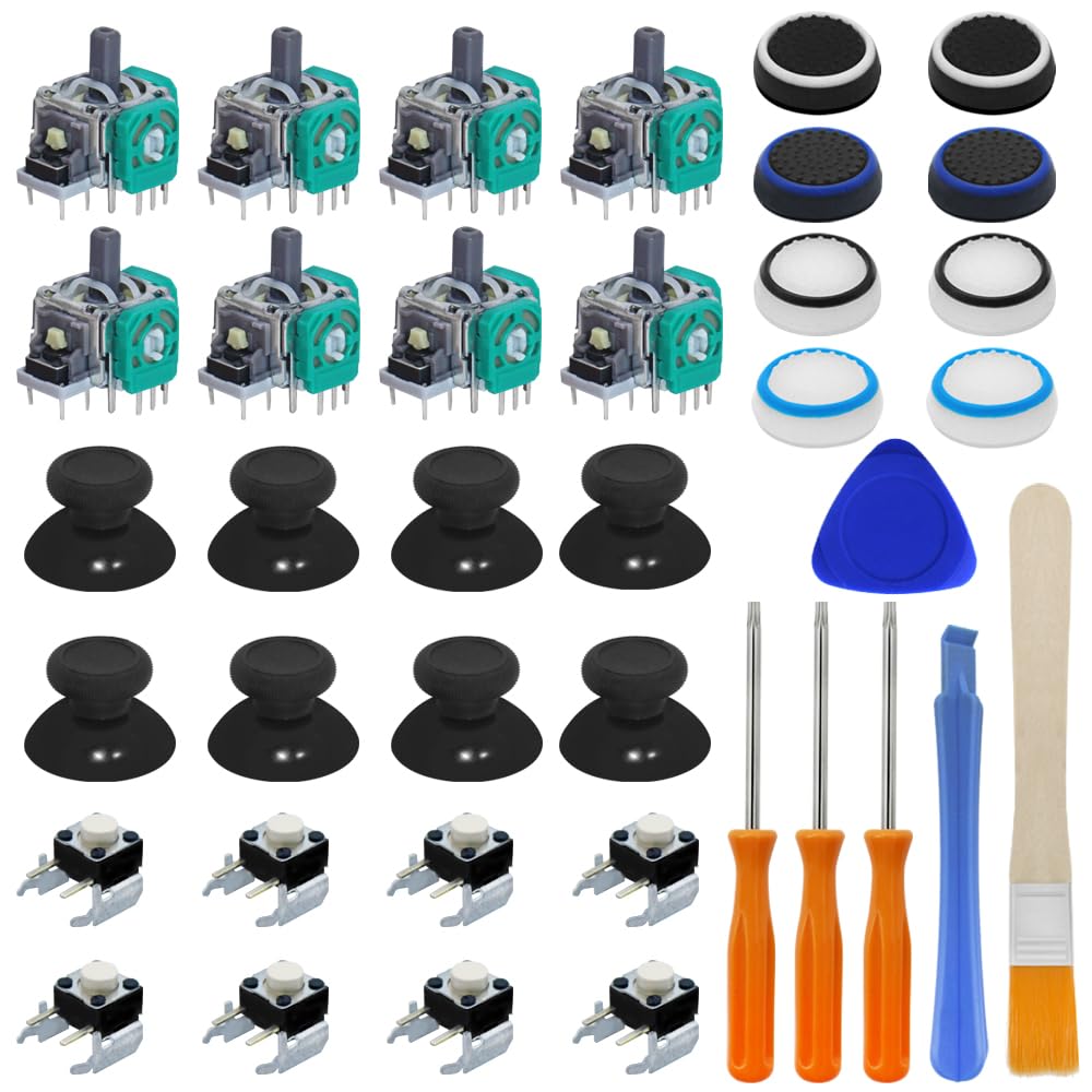 38PCS Xbox One Controller Repair Kit, Replacement Joysticks, Thumbstick, Bumper Button, Silicone Cap, Screwdriver & Tools, Fix Stick Drift, Broken Buttons, Compatible with Xbox One Controllers