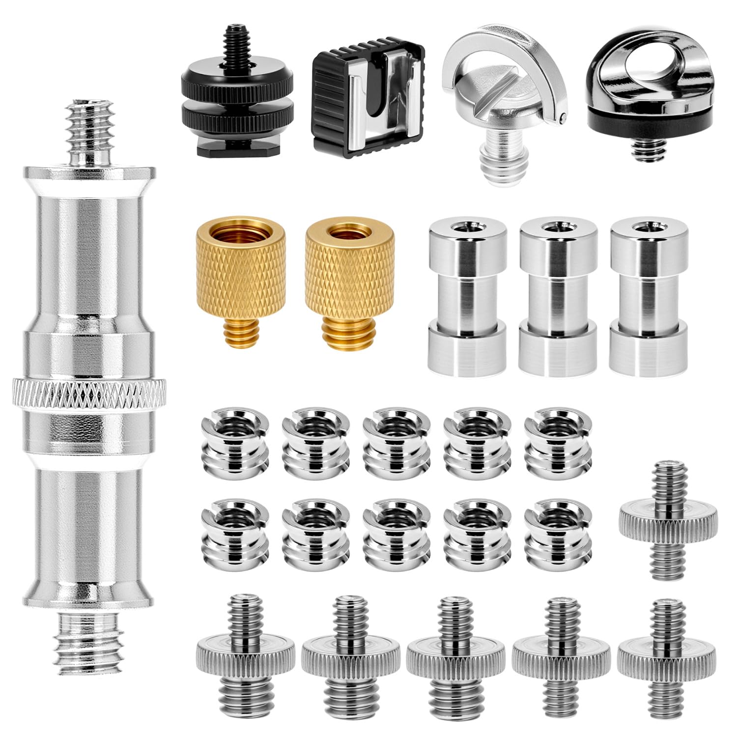 26PCS Camera Screws Mount Set -1/4 & 1/8" Threaded, Compatible with DSLR, Tripod, Monopod, Ballhead