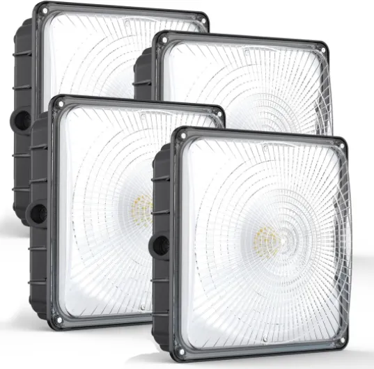 LED Canopy Light Outdoor: 60W 4-Pack UL Listed 8400LM 5000K Exterior LED Canopy Light Fixture Surface Mount for Parking Garage Gas Station 60W-4Pack