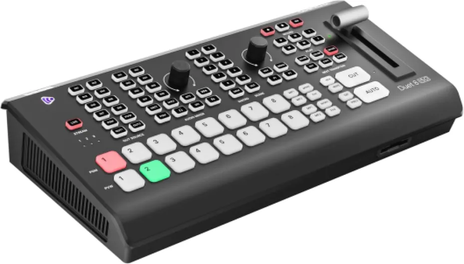 GoStream Duet 8 ISO, 8 Channels Video Switcher with 4 4K-HDMI, 4 SDI, and 4 NDI HX/ 4 SRT/ 4 RTMP/ 2 Webcam - 2 XLR Audio, 8 Layouts, Isolated Recording, Podcast Unit for YouTube, Facebook