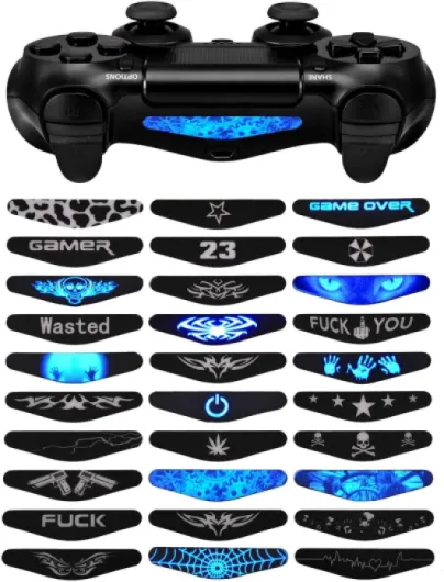 30 Pcs/Set Color Artwork Pattern Signs Led Lightbar Cover Light Bar Decals Stickers Flim for ps4 for ps4 Slim/Pro Controller Skins