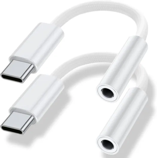 USB Type C to 3.5mm Headphone Jack Adapter, (2-Pack) USB C to Aux Female Audio Dongle Cable Cord Compatible for iPhone 16 15 Plus Pro Max, Samsung Galaxy S24 S23 S22 S21Ultra, Pixel, iPad Pro, MacBook
