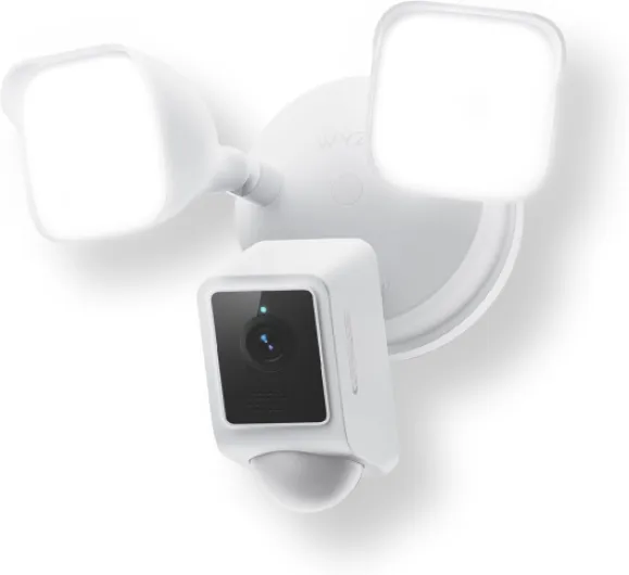 Floodlight Camera v2, Security Camera Outdoor, 2K HD with Color Night Vision, 2800-Lumen LEDs, 160° Wide View, 105dB Siren, Works with Alexa & Google Assistant, Wired, Free Expert Support White Floodlight Cam V2 Only