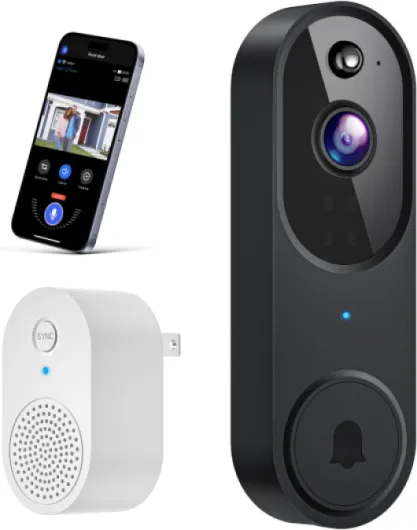 Wireless Wi-Fi Video Doorbell Camera with AI Motion Detection, 2 Way Audio, Night Vision, Cloud Storage, 2.4GHz Wi-Fi Only, Battery Powered