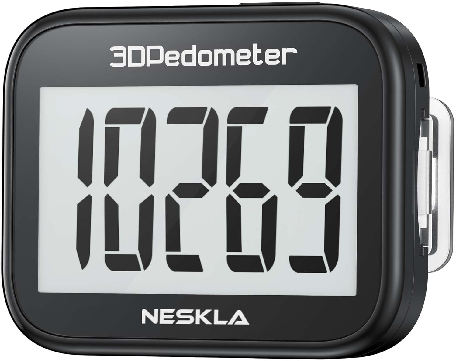 3D Pedometer for Walking, Simple Step Counter with Large Digital Display, Step Tracker with Removable Clip Lanyard, Accurately Track Steps for Men Women Kids Adults Seniors Black
