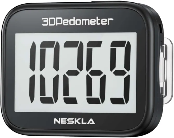3D Pedometer for Walking, Simple Step Counter with Large Digital Display, Step Tracker with Removable Clip Lanyard, Accurately Track Steps for Men Women Kids Adults Seniors Black