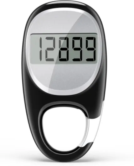 Simple Pedometer for Walking, Accurate Step Tracker with Carabiner, 3D Step Counter for Men Seniors Black