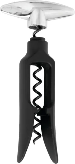 Self Pulling Corkscrew Wine Opener, Durable Plastic with Easy Turn Chrome Handle, Wine Bottle Opener for Bartenders, Home Bar Tools, Bar Cart Accessories, Kitchen Essentials, Set of 1, Black