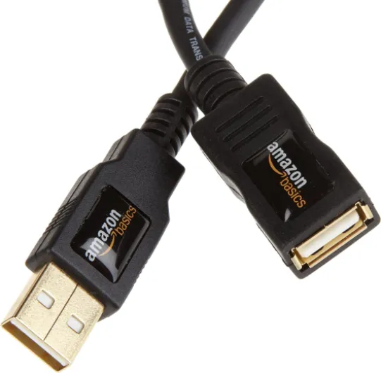 USB-A 2.0 Extension Cable, for Printer, Mouse or Keyboard, Male to Female, 480Mbps Transfer Speed, 6.5 Foot, Black 1-Pack 6.5 Feet