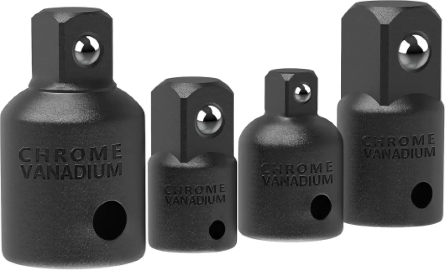 Bates- Impact Socket Adapter and Reducer Set, 4-pcs, Impact Sockets Adapter Sets, Impact Adapter, Socket Adapter Set, 1/2 to 3/8 Socket Adapter, 3/8 to 1/2 Socket Adapter, 3/8 to 1/4 Socket Adapter 4 pcs Black