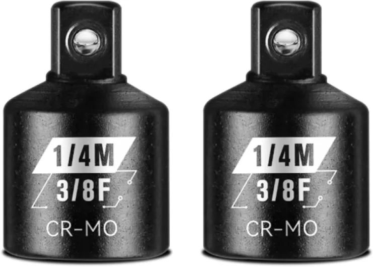 2 Piece 3/8”F To 1/4”M Impact Socket Adapter Set,SAE Drive Cr-Mo Steel Exceeds ANSI Standards,Square Drive Reducer for Impact Driver Wrench 3/8"-1/4"